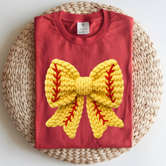 Softball Faux Bow DTF Print