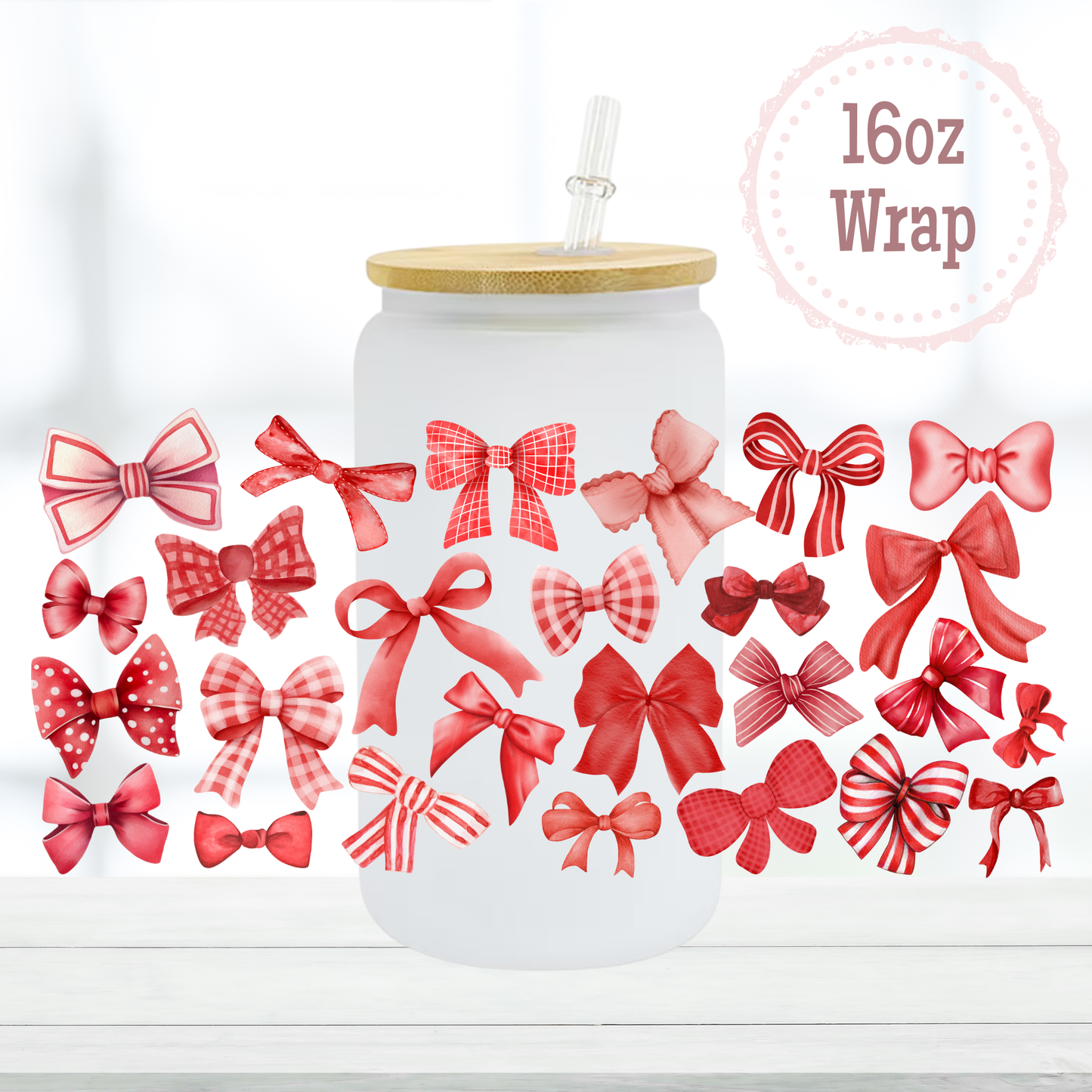 Red Bows 16oz UVDTF Cup Wraps