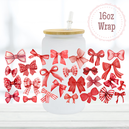 Red Bows 16oz UVDTF Cup Wraps