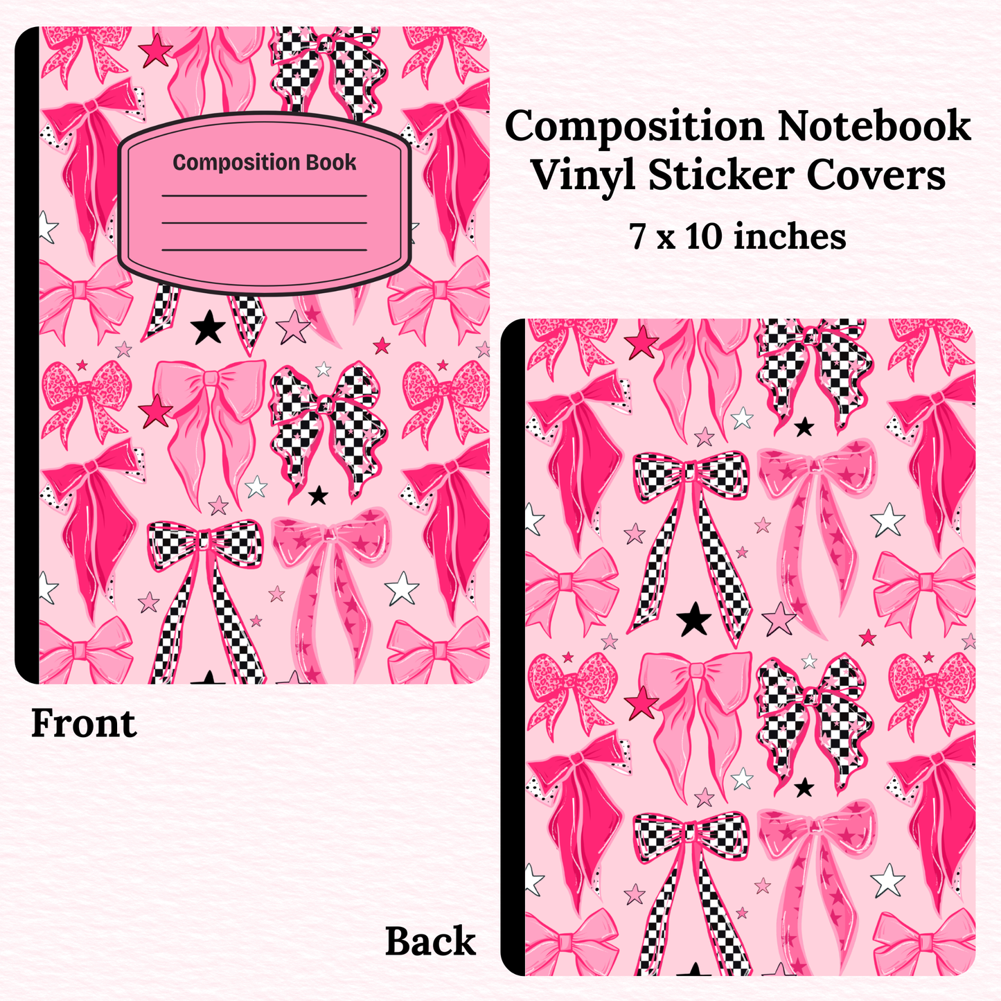 Pink Bows Composition Notebook Vinyl Cover