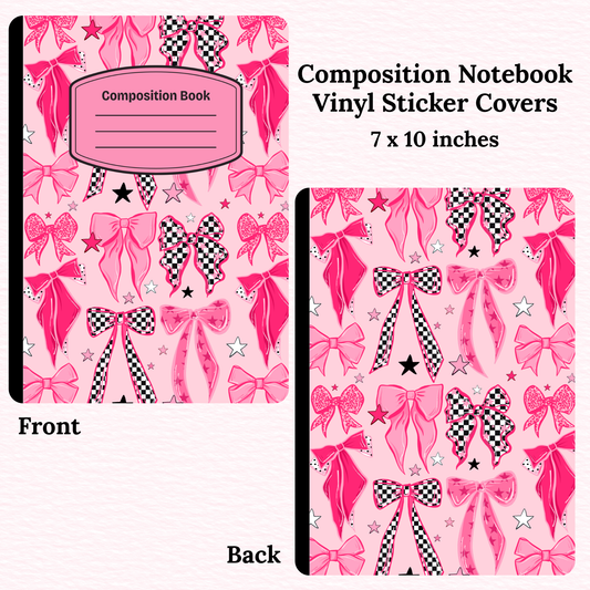 Pink Bows Composition Notebook Vinyl Cover