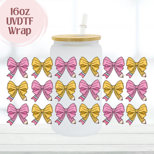 Pencil Bows 16oz UVDTF Cup Wrap