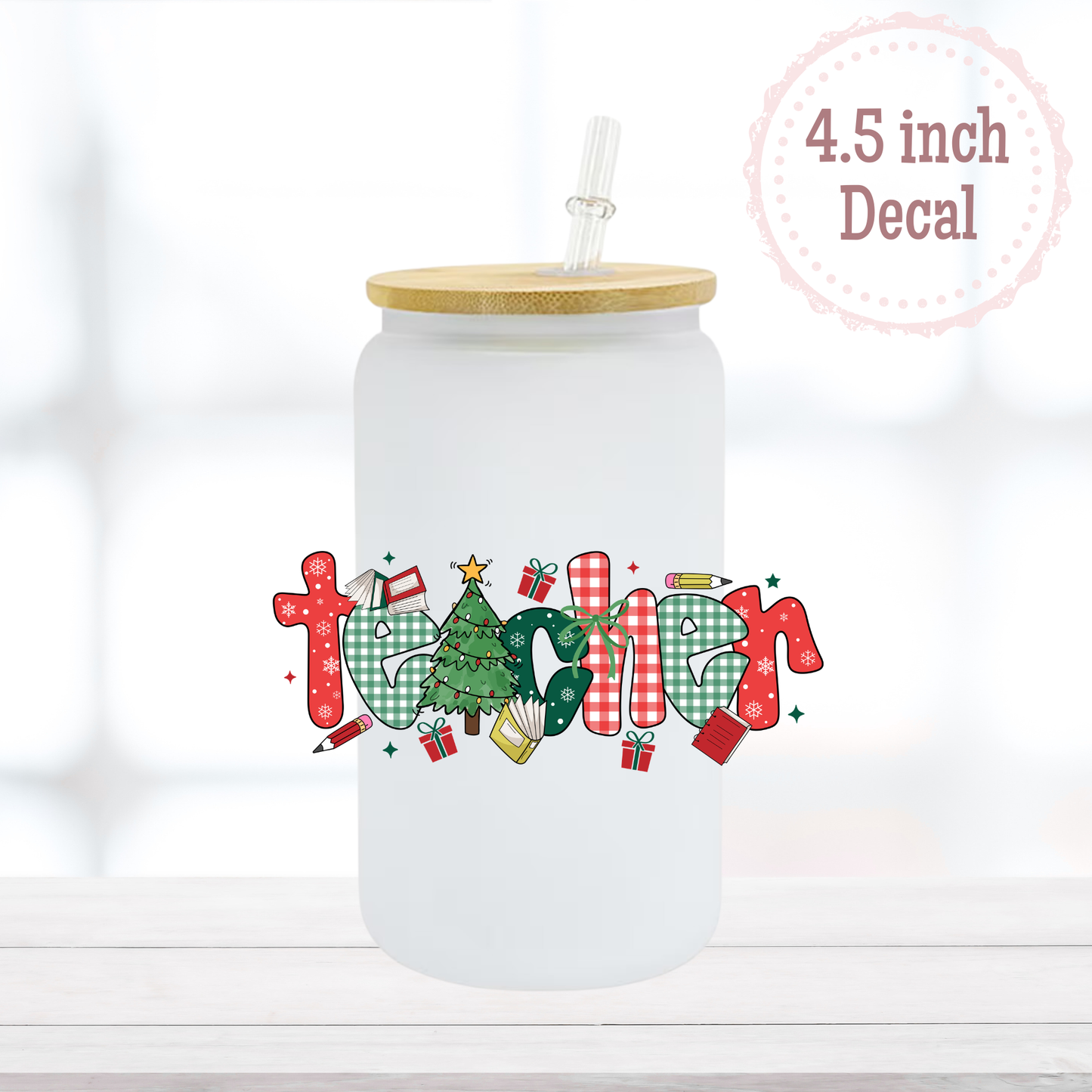 Teacher Christmas UVDTF Decal