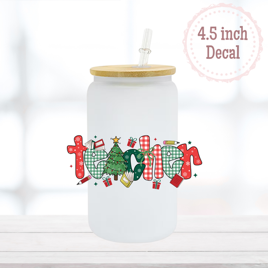 Teacher Christmas UVDTF Decal