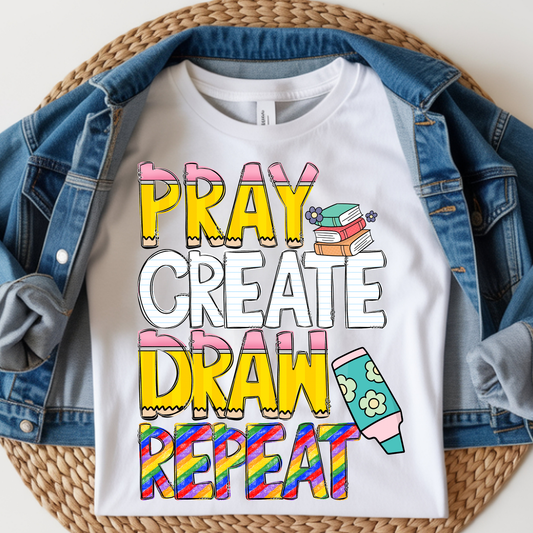 Pray Create Draw Kids DTF Print