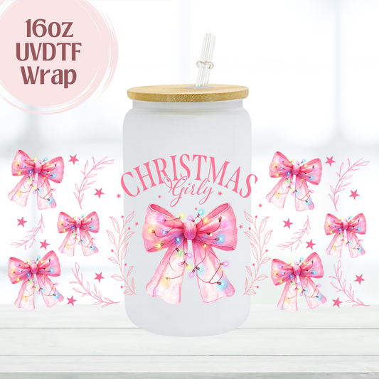 Christmas Girly Pink 16oz UVDTF Cup Wrap