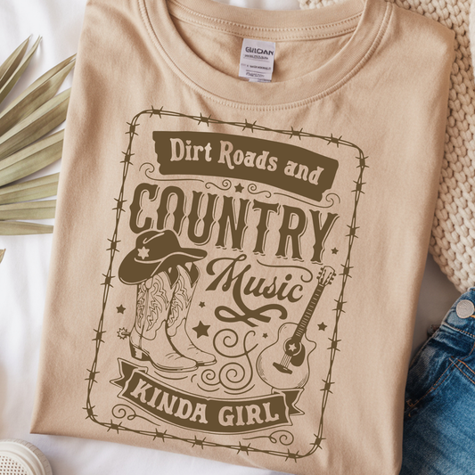 Dirt Roads Country Music DTF Print