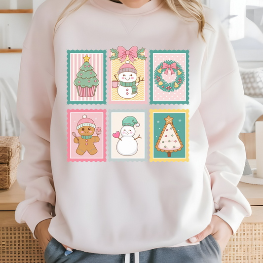 Pastel Christmas Stamps DTF Print