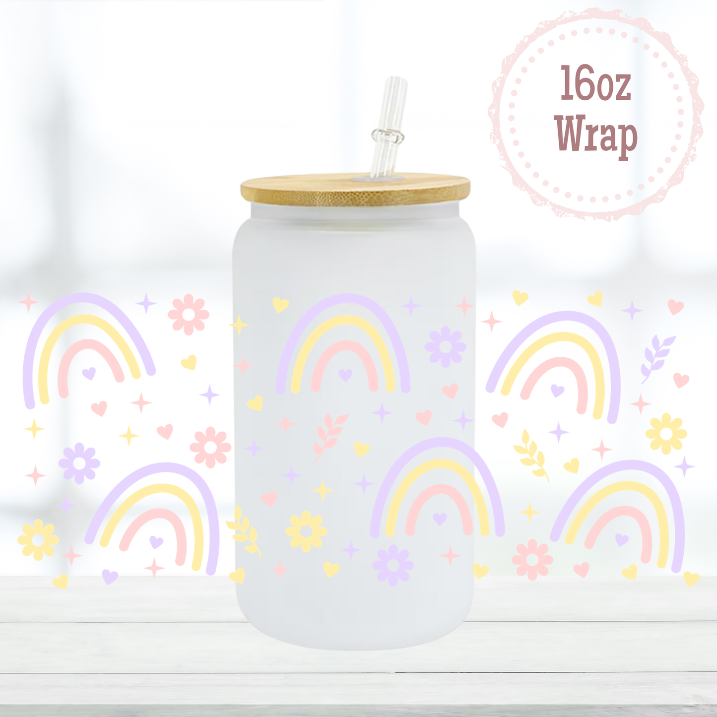 Pastel Rainbows 16oz UVDTF Cup Wrap