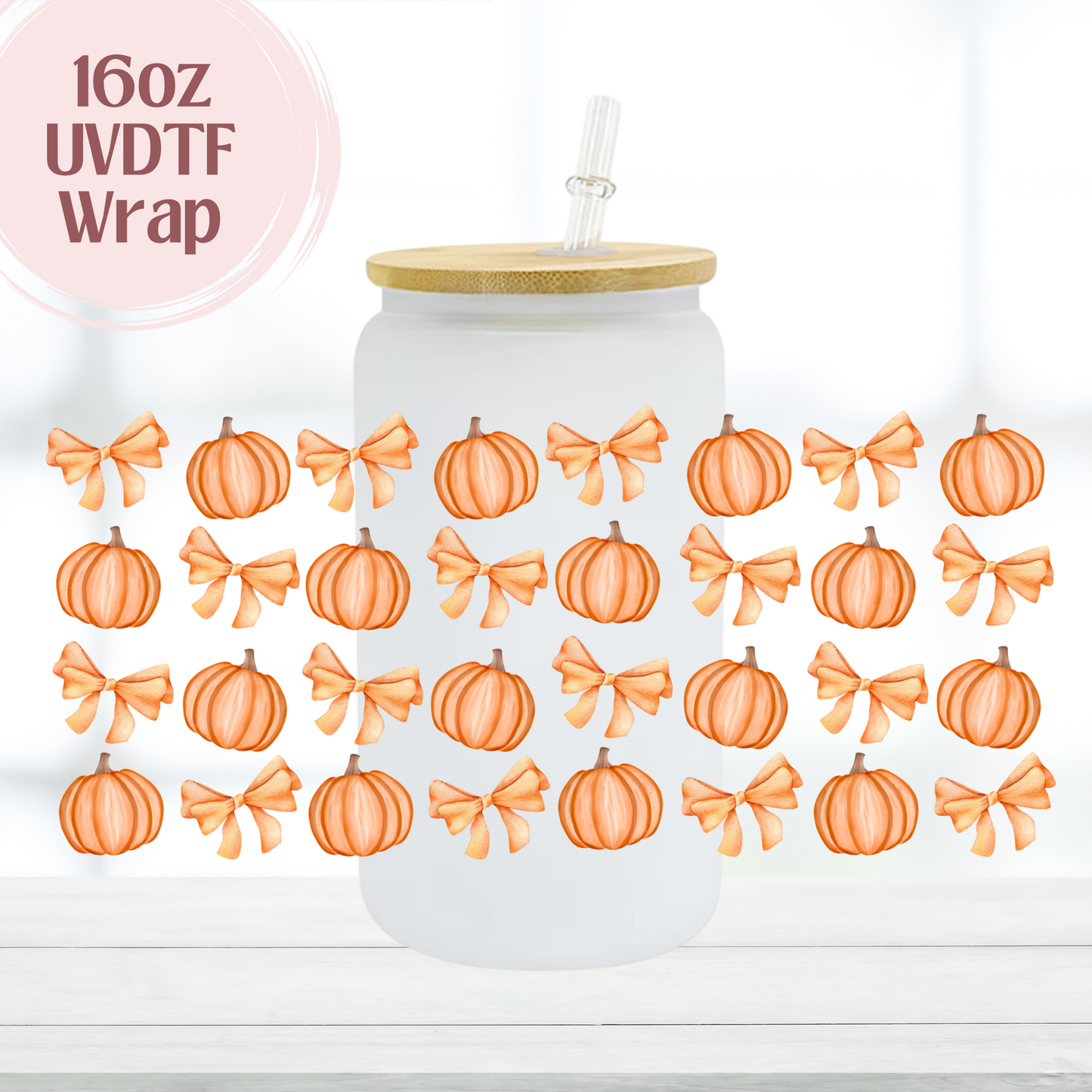 Orange Bows & Pumpkins 16oz UVDTF Cup Wrap