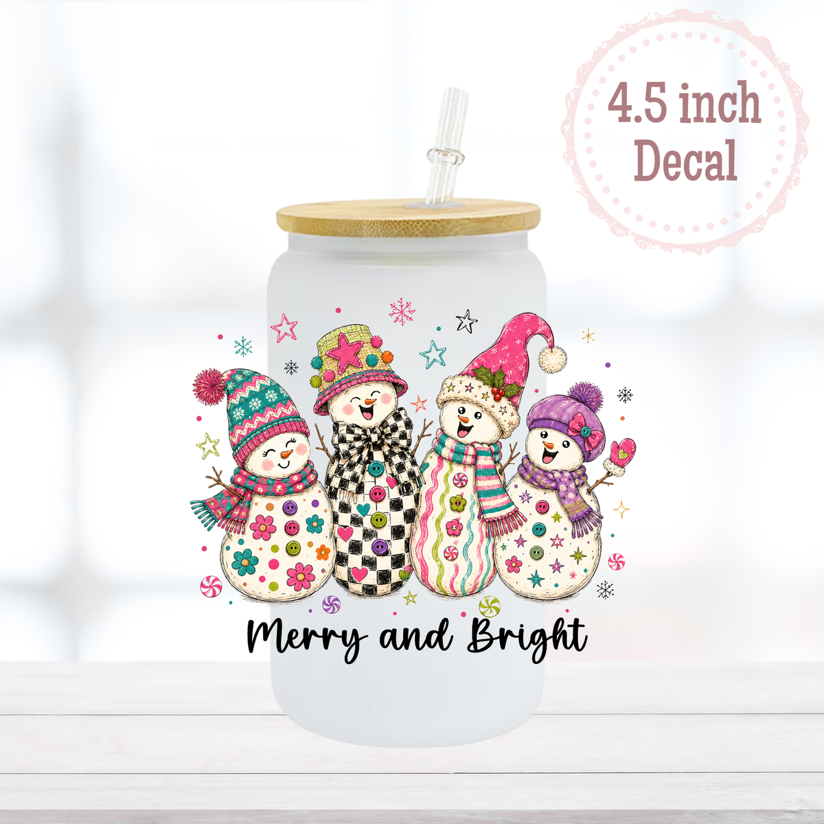 Merry & Bright UVDTF Decal