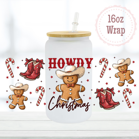 Howdy Christmas Gingerbread 16oz UVDTF Cup Wrap