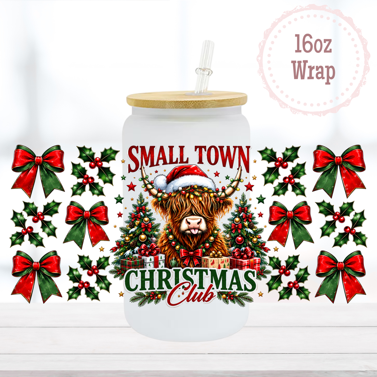 Small Town Christmas 16oz UVDTF Cup Wrap