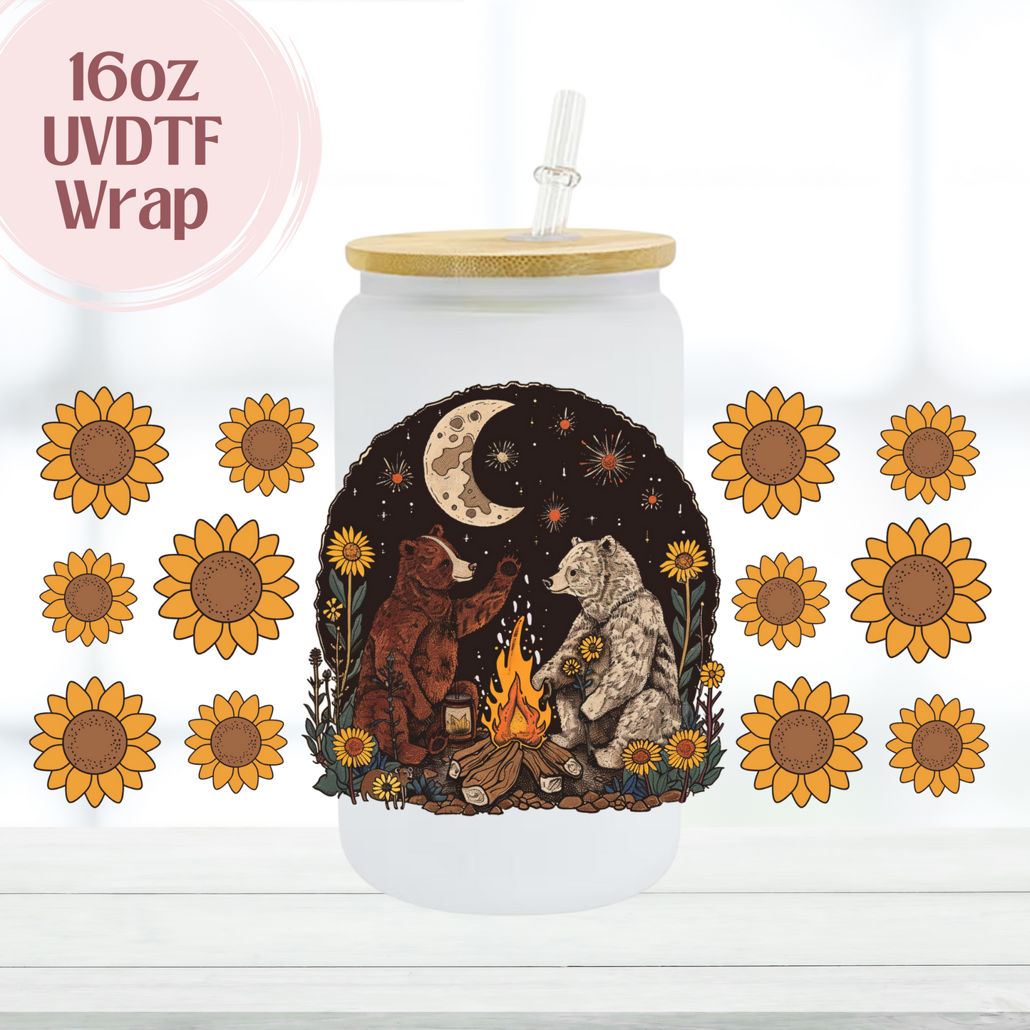 Camping Bears 16oz UVDTF Cup Wrap