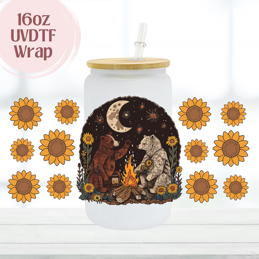 Camping Bears 16oz UVDTF Cup Wrap