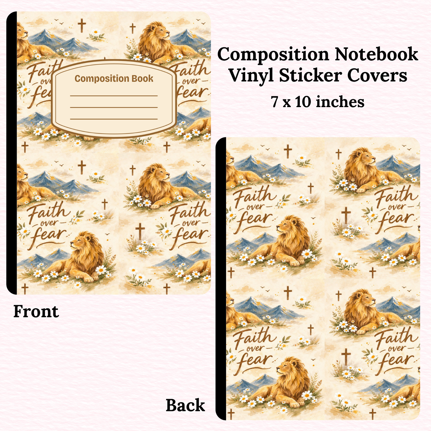 Faith Over Fear Lion Composition Notebook Vinyl Cover