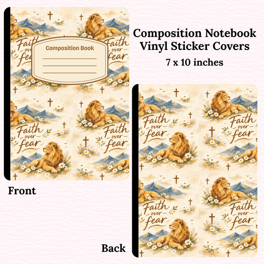 Faith Over Fear Lion Composition Notebook Vinyl Cover