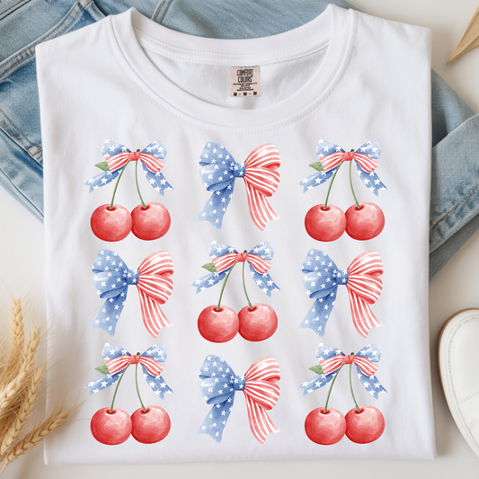 Cherries Patriotic DTF Print