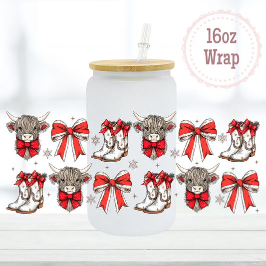 Christmas Cow 16oz UVDTF Cup Wrap