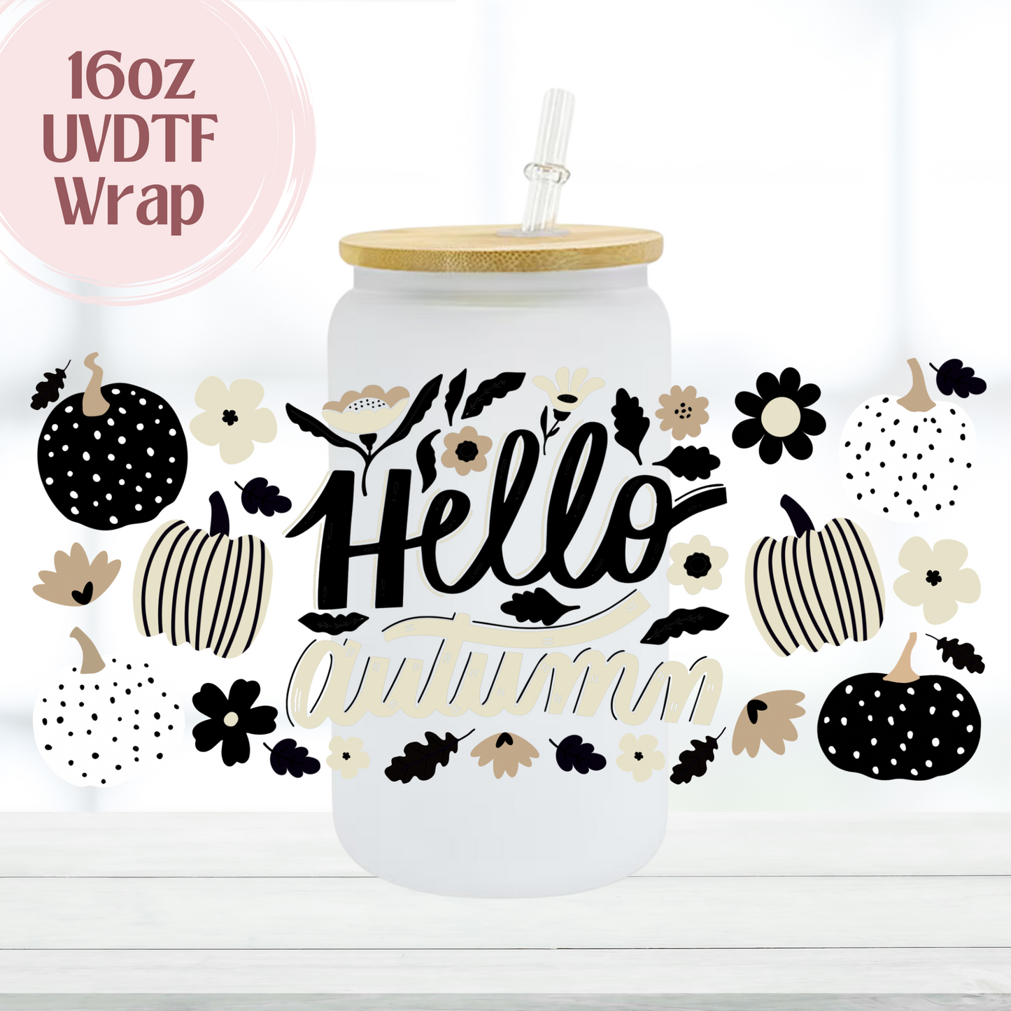 Hello Autumn 16oz UVDTF Cup Wrap