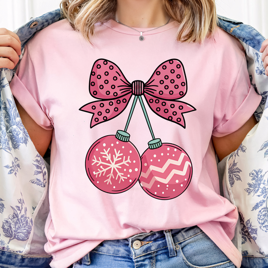 Pink Cherry Ornaments DTF Print