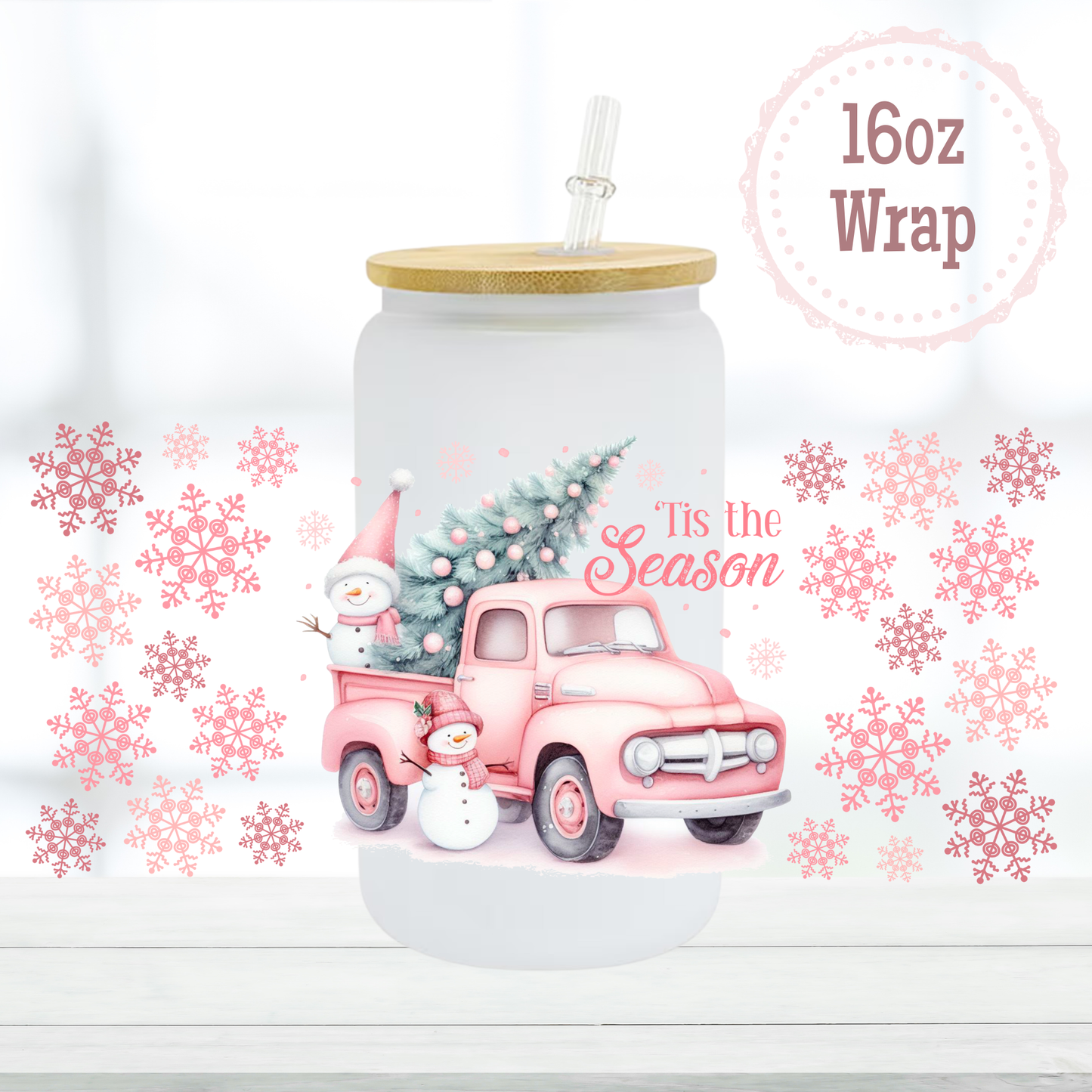 Pink Truck 16oz UVDTF Cup Wrap