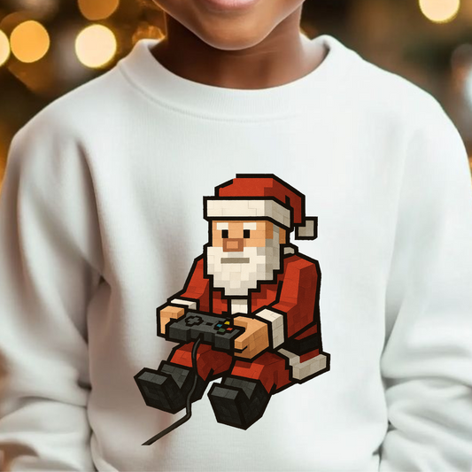 Video Game Santa Youth DTF Print