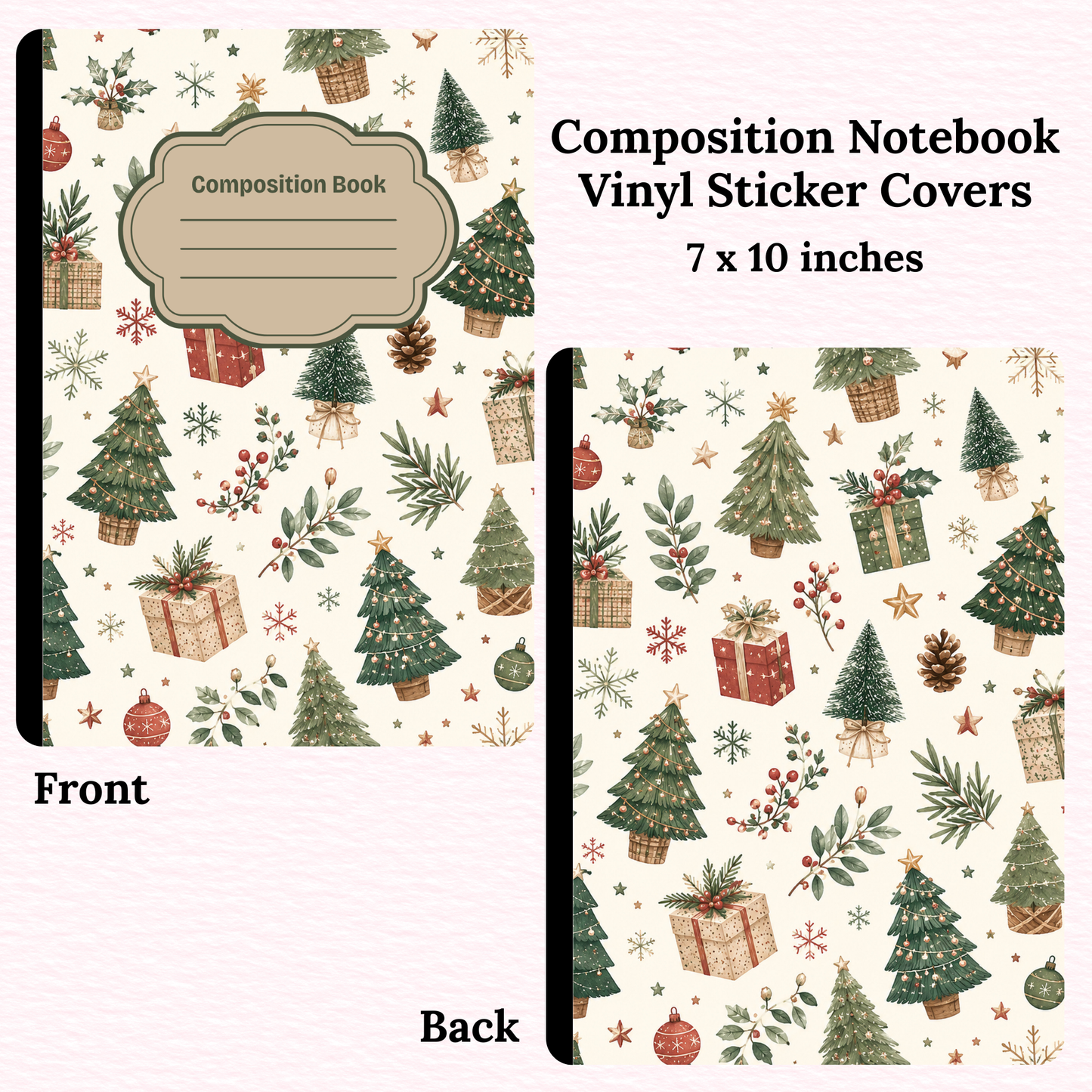 Vintage Christmas Composition Notebook Vinyl Cover