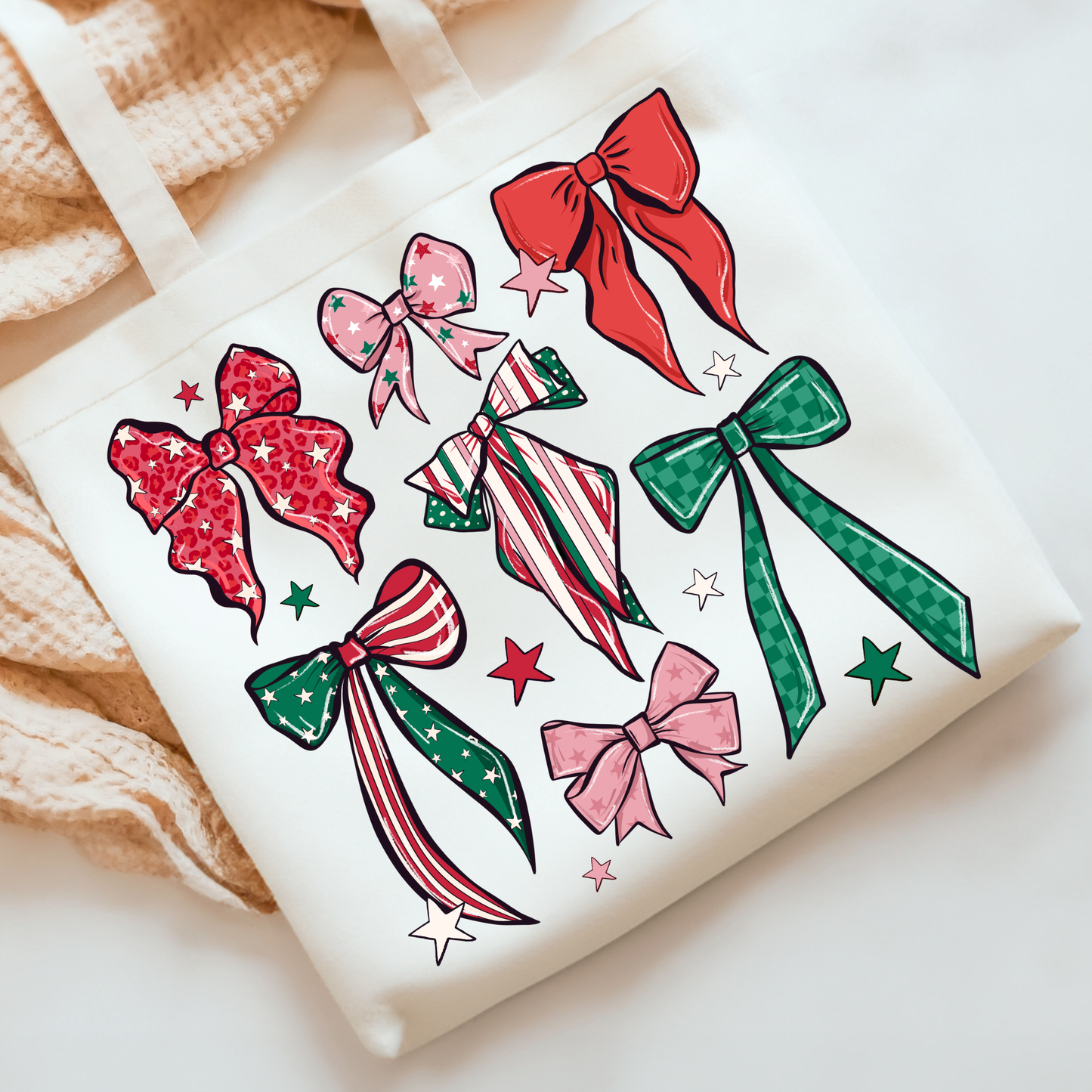 Red & Green Bows DTF Print
