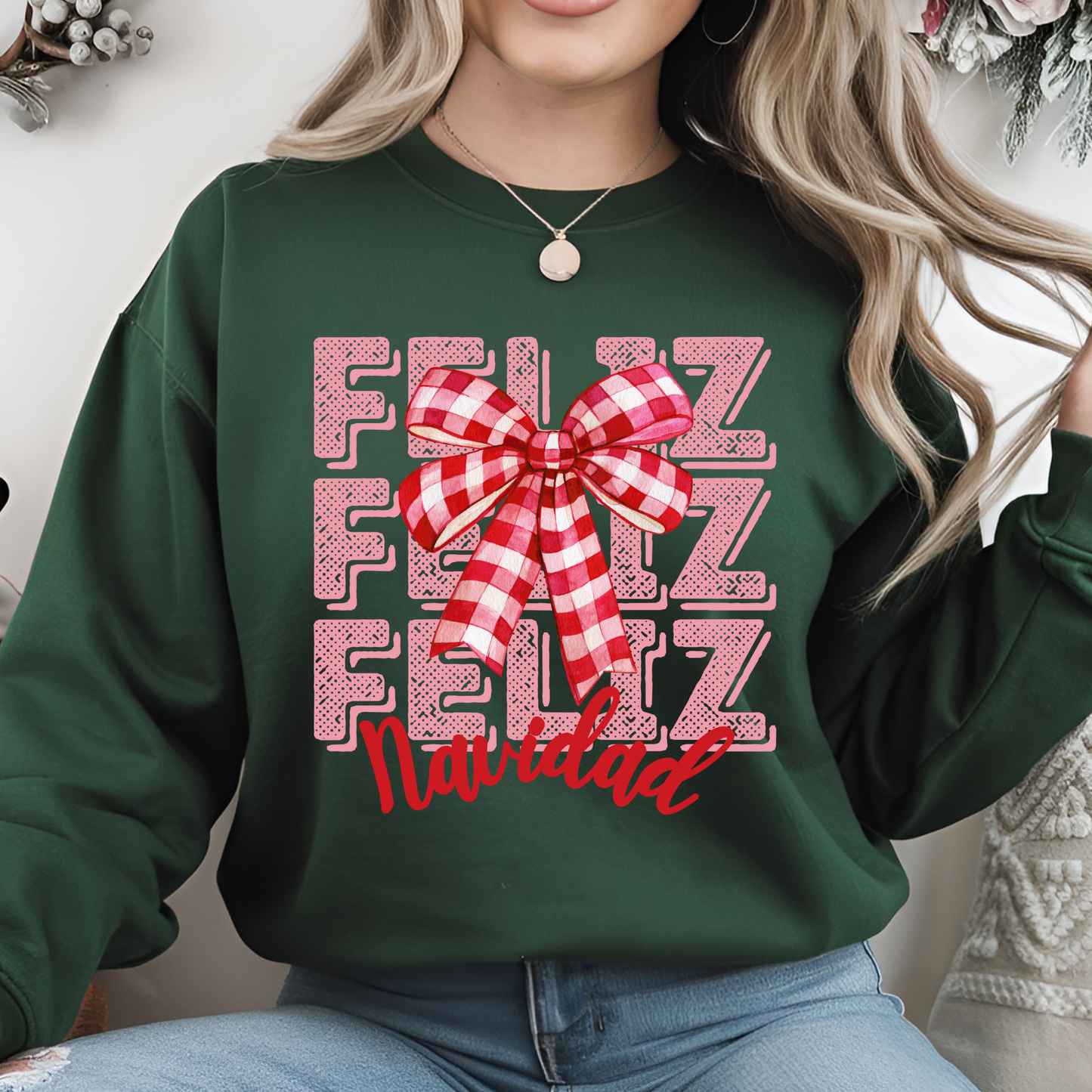 Feliz Navidad Bow DTF Print