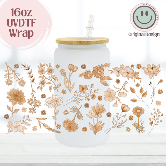 Boho Flowers 16oz UVDTF Cup Wrap
