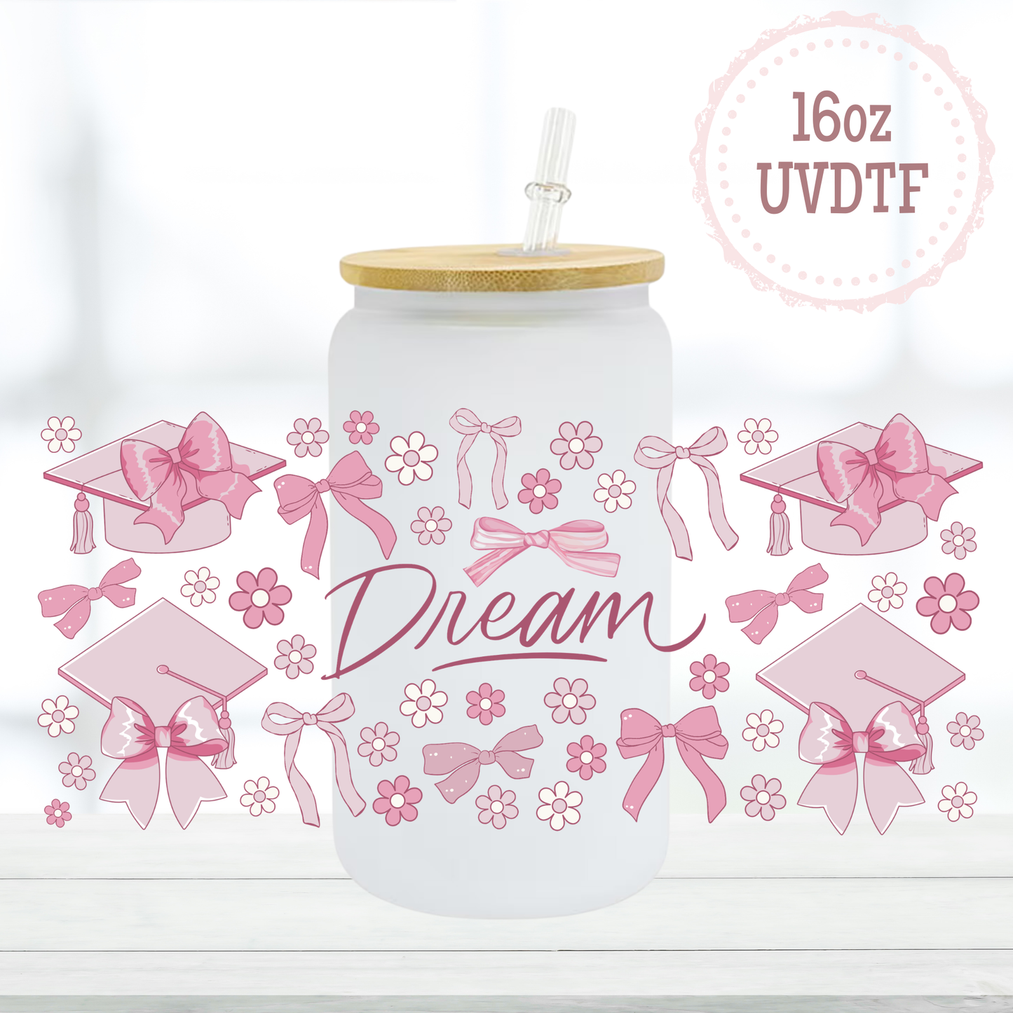 Pink Graduation 16oz UVDTF Cup Wrap
