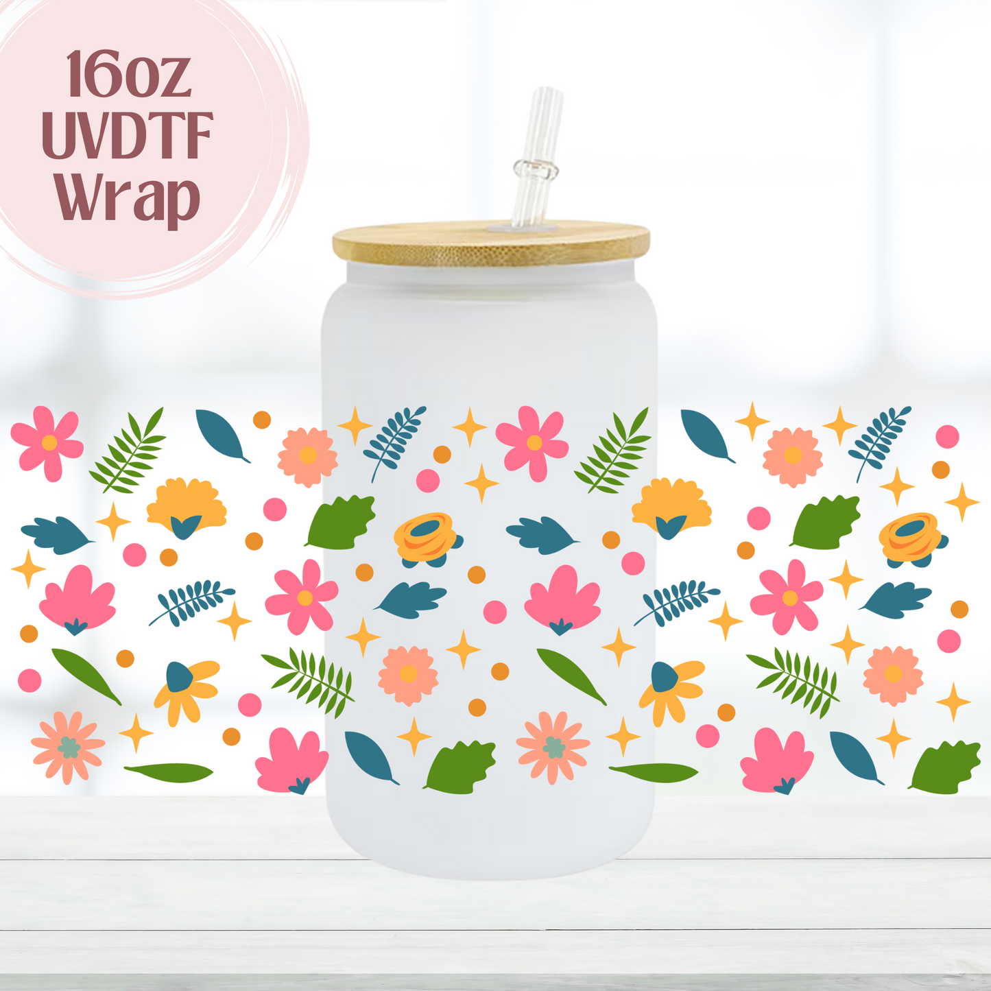 Flowers 16oz UVDTF Cup Wrap
