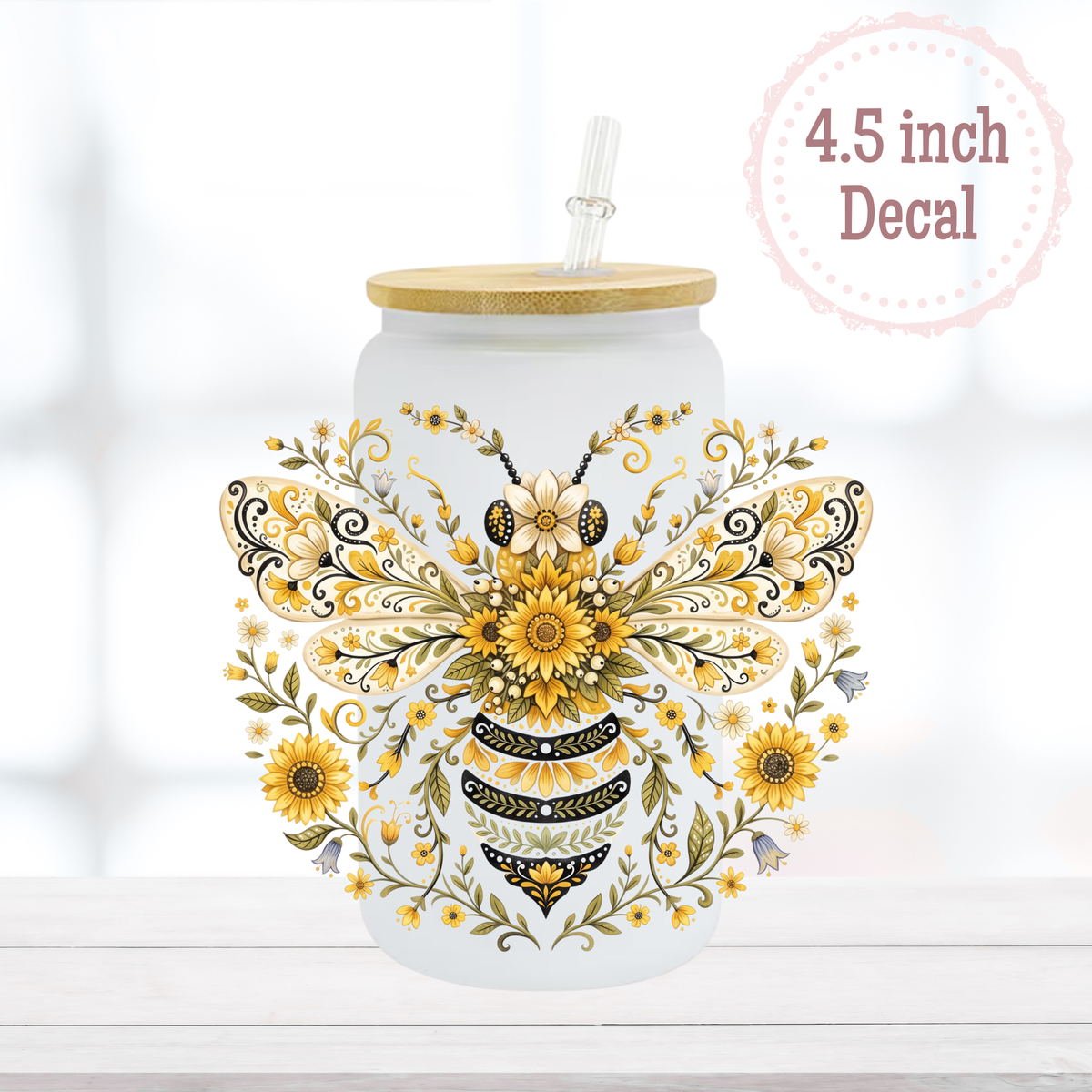 Floral Bee UVDTF Decal