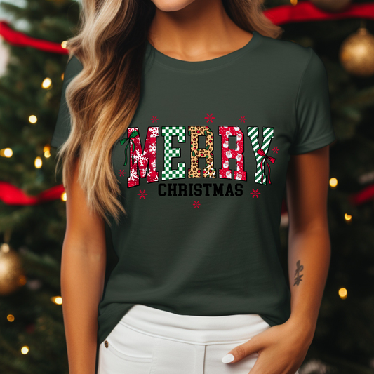 Preppy Merry Christmas DTF Print