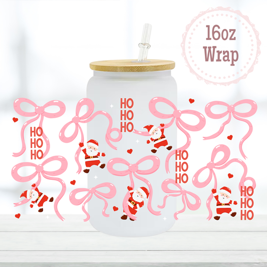 Santa Bows 16oz UVDTF Cup Wraps