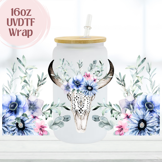 Floral Skull 16oz UVDTF Cup Wrap