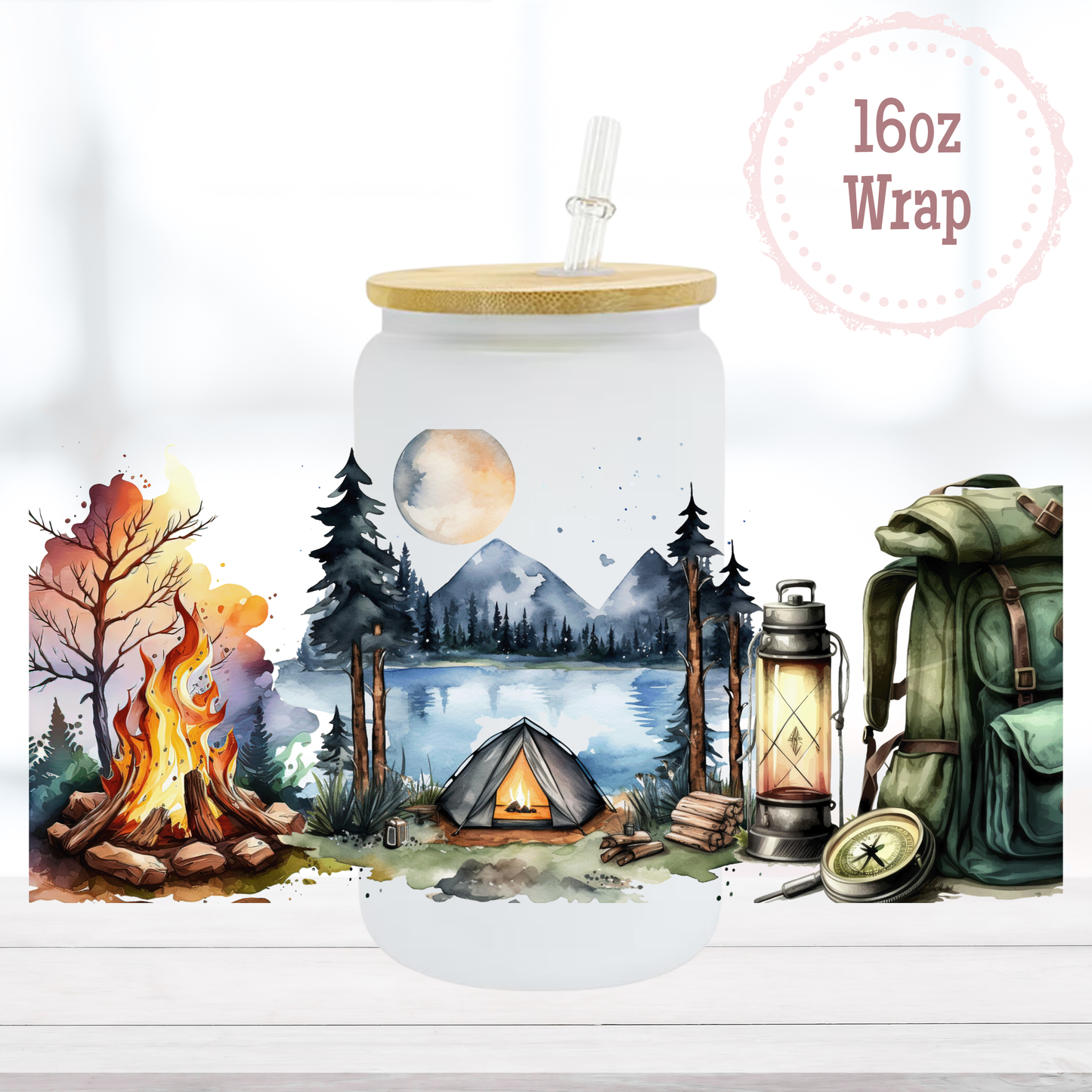 Camping 16oz UVDTF Cup Wrap