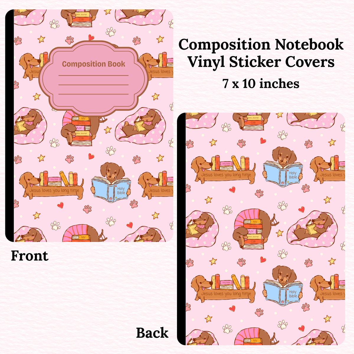Jesus Loves You Dachshund Composition Notebook Vinyl Cover