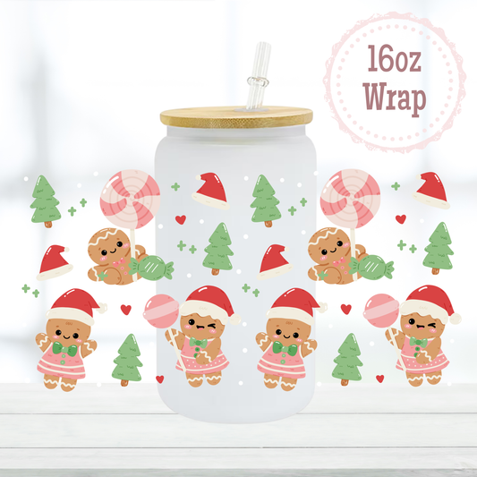 Cute Gingerbreads 16oz UVDTF Cup Wrap