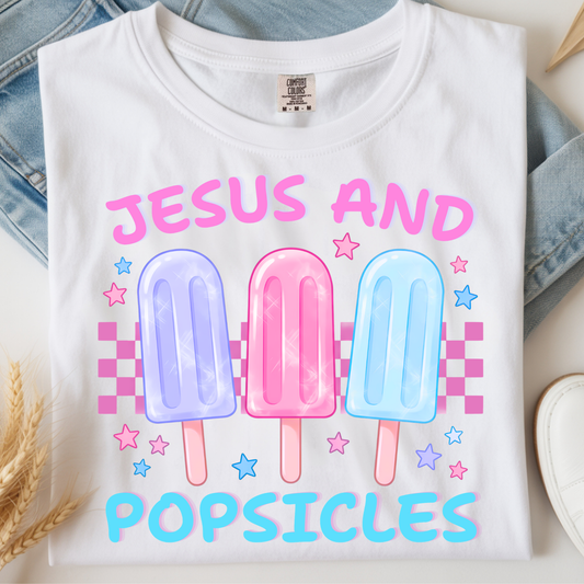 Jesus and Popsicles Pink Kids DTF Print