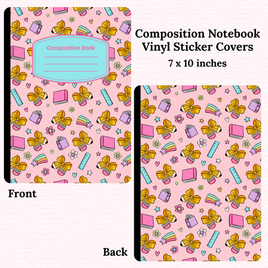 Pink School Supplies Composition Notebook Vinyl Cover