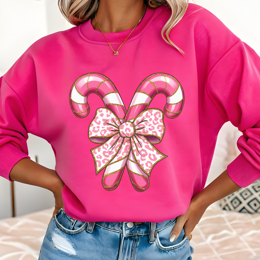 Candy Cane Bow DTF Print