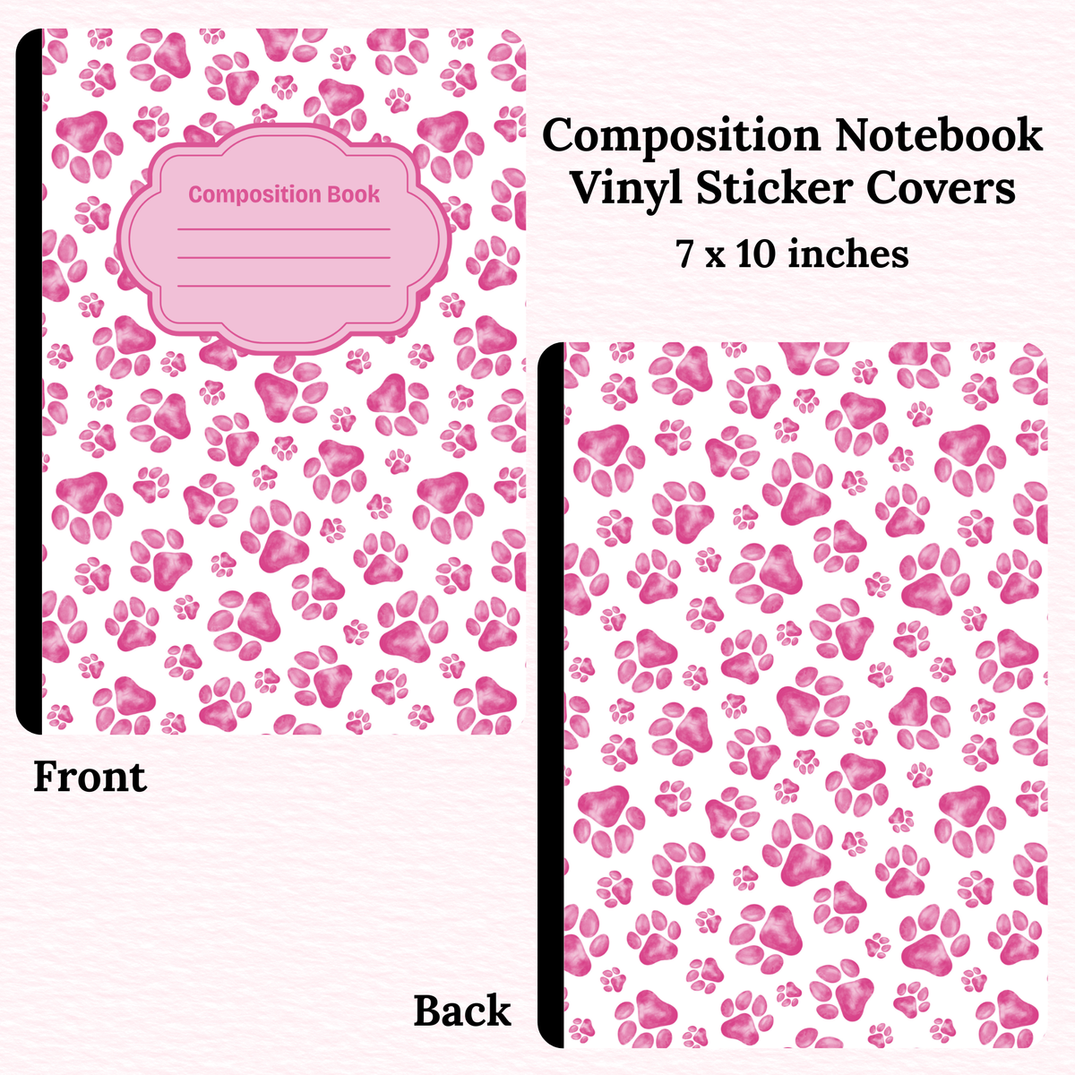 Pink Paws Composition Notebook Vinyl Cover