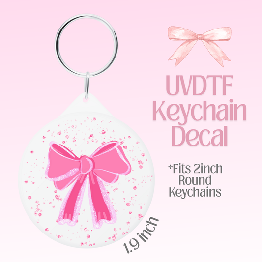 Pink Bow Round Keychain Decal