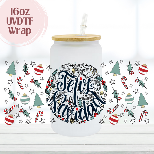 Feliz Navidad 16oz UVDTF Cup Wrap