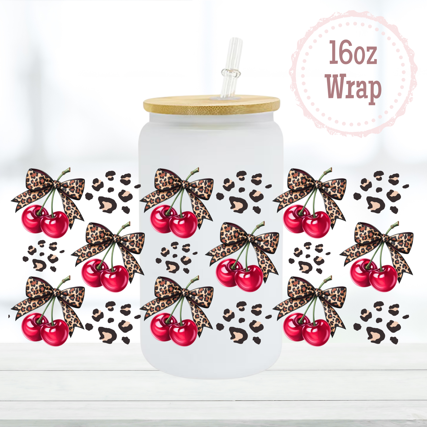 Animal Print Cherries 16oz UVDTF Cup Wraps