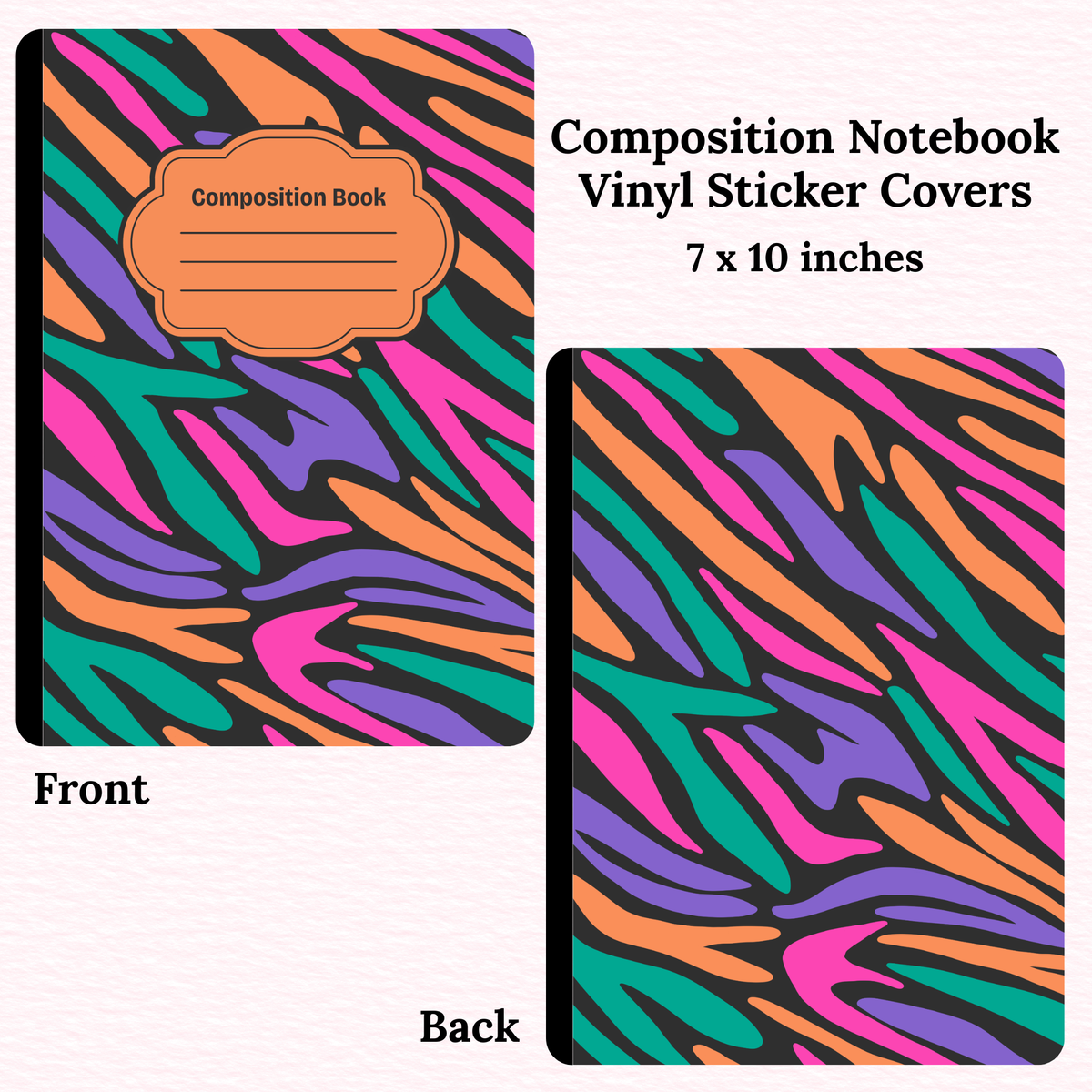 Colourful Zebra Composition Notebook Vinyl Cover