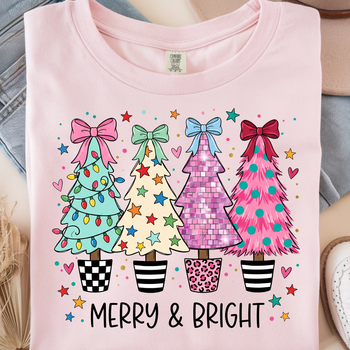 Merry & Bright Trees DTF Print