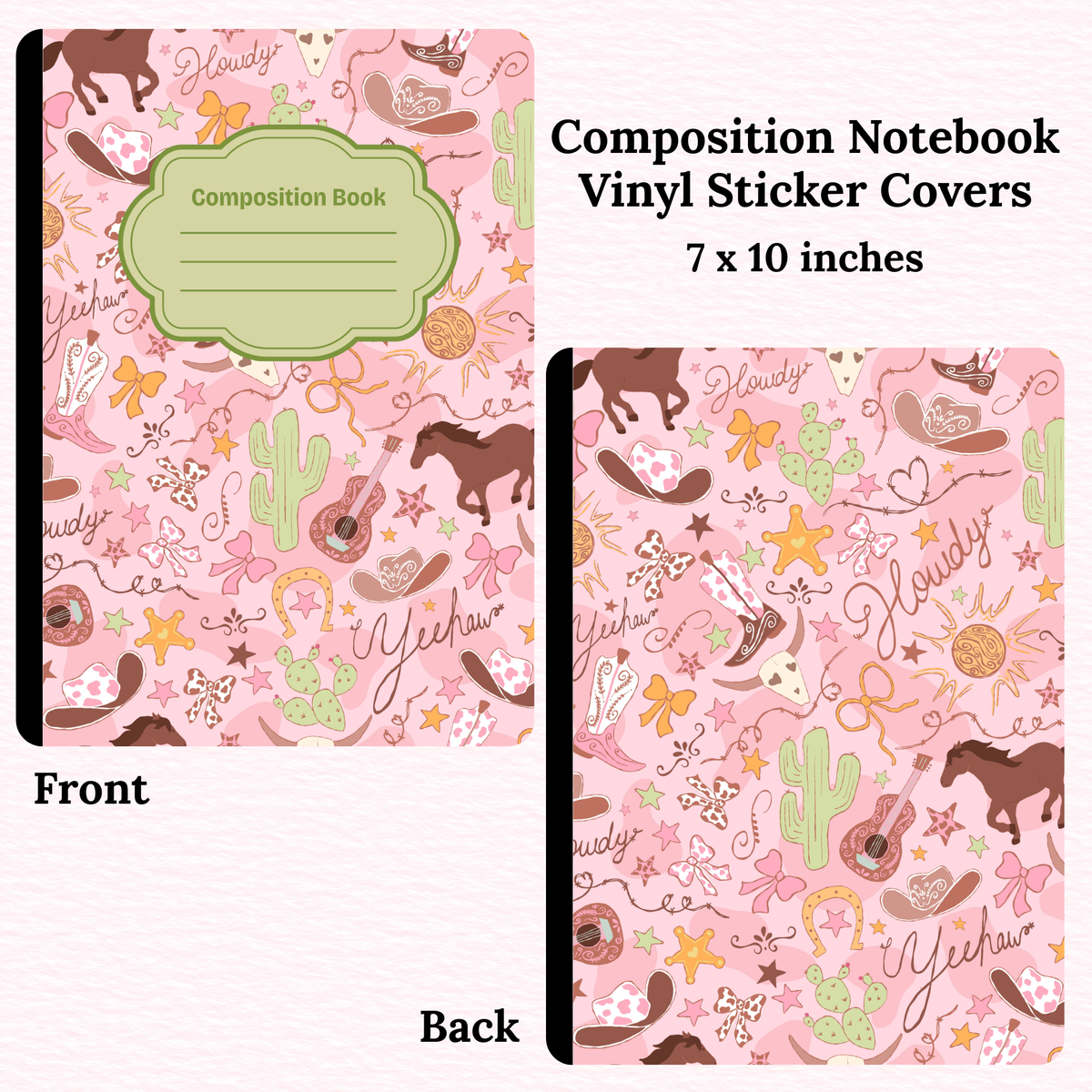 Pink Howdy Composition Notebook Vinyl Cover